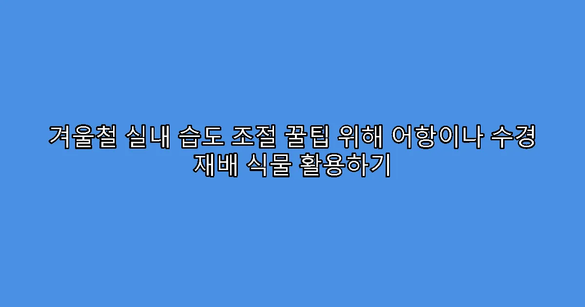 겨울철 실내 습도 조절 꿀팁 위해 어항이나 수경 재배 식물 활용하기