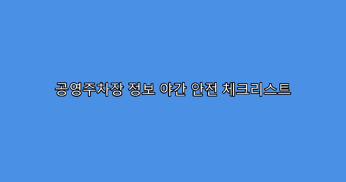 공영주차장 정보 야간 안전 체크리스트
