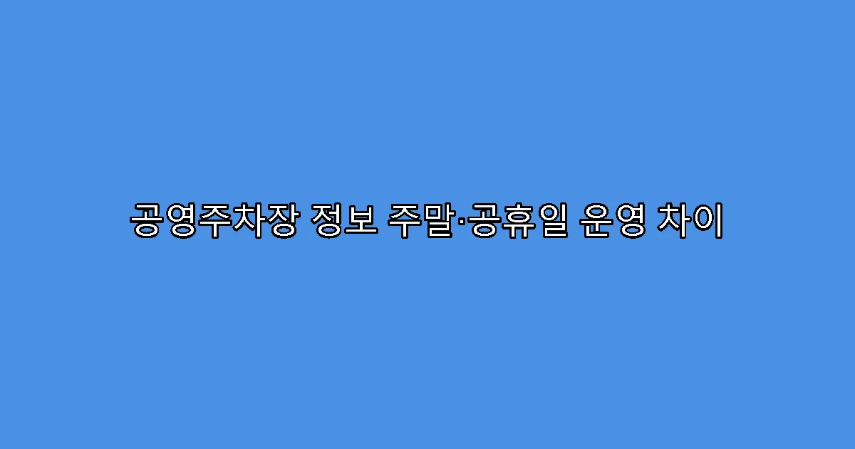 공영주차장 정보 주말·공휴일 운영 차이