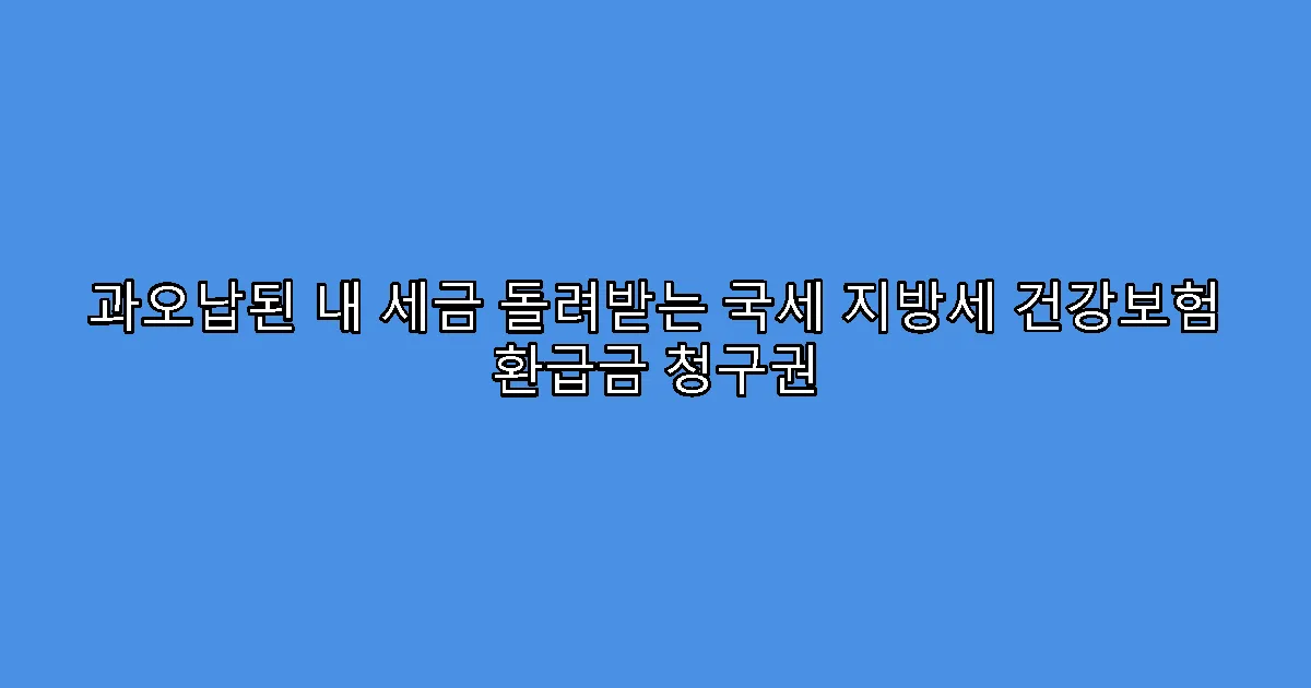 과오납된 내 세금 돌려받는 국세 지방세 건강보험 환급금 청구권