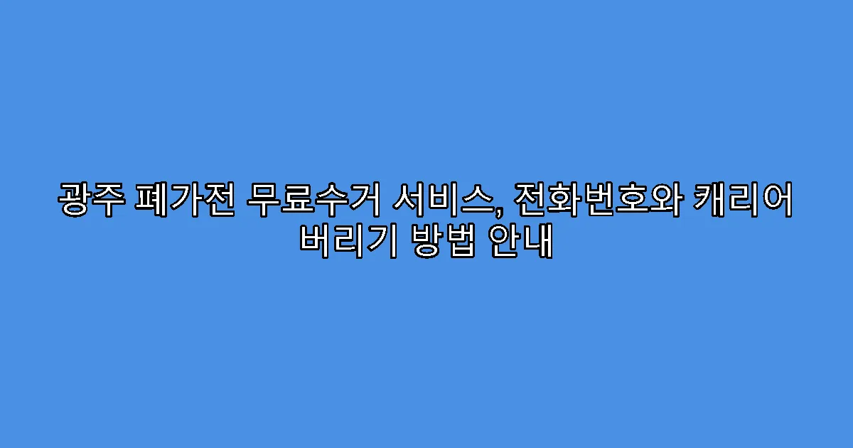 광주 폐가전 무료수거 서비스, 전화번호와 캐리어 버리기 방법 안내