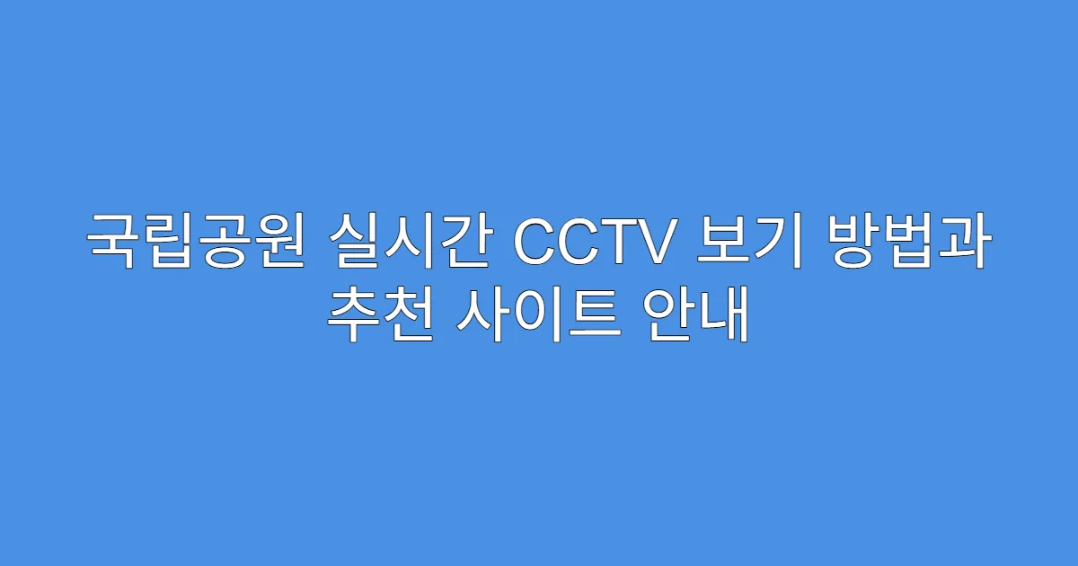 국립공원 실시간 CCTV 보기 방법과 추천 사이트 안내