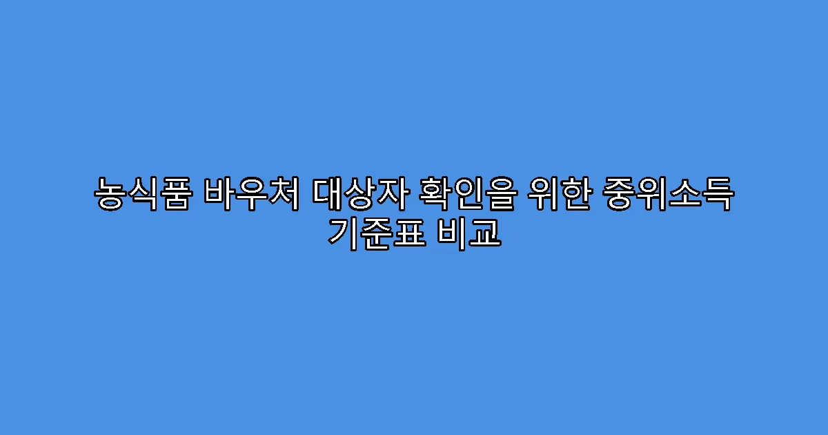 농식품 바우처 대상자 확인을 위한 중위소득 기준표 비교