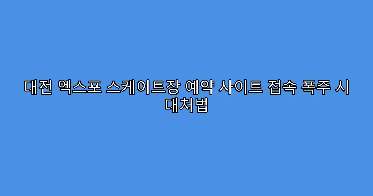 대전 엑스포 스케이트장 예약 사이트 접속 폭주 시 대처법