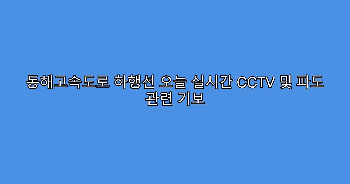 동해고속도로 하행선 오늘 실시간 CCTV 및 파도 관련 기보