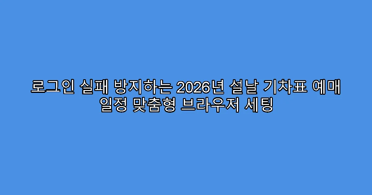 로그인 실패 방지하는 2026년 설날 기차표 예매 일정 맞춤형 브라우저 세팅