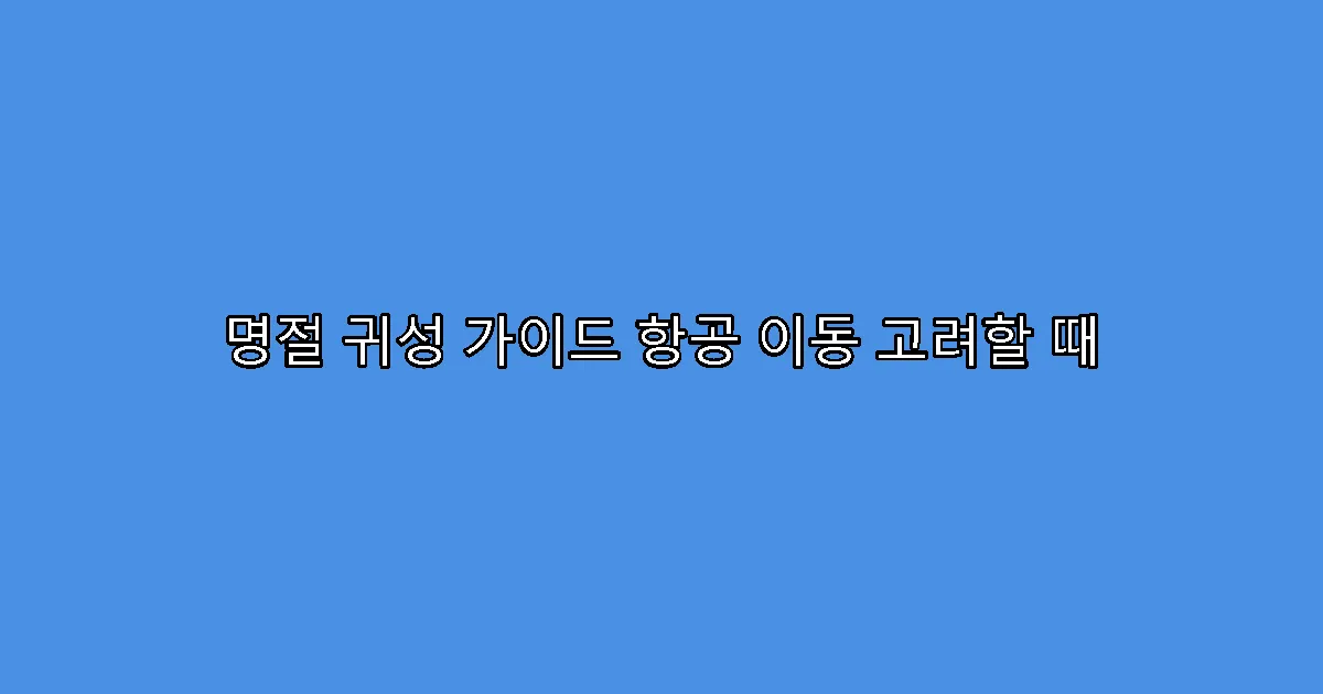 명절 귀성 가이드 항공 이동 고려할 때
