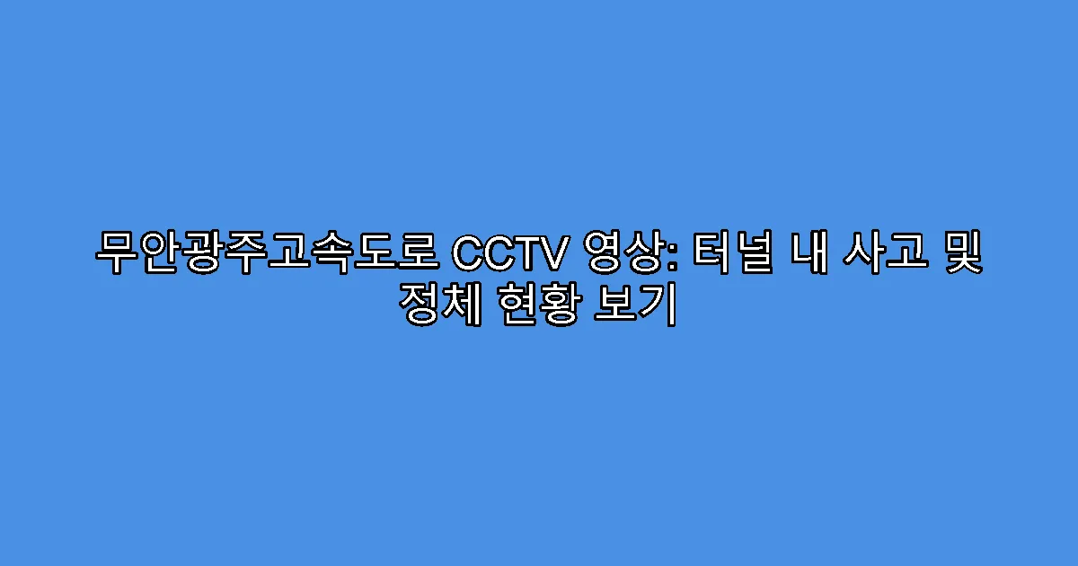 무안광주고속도로 CCTV 영상: 터널 내 사고 및 정체 현황 보기