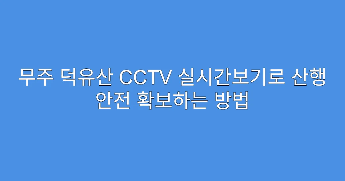 무주 덕유산 CCTV 실시간보기로 산행 안전 확보하는 방법