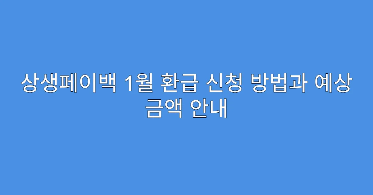 상생페이백 1월 환급 신청 방법과 예상 금액 안내