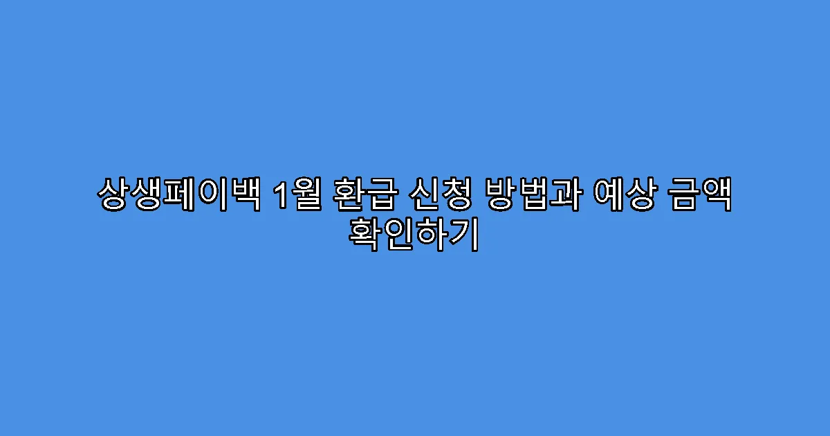 상생페이백 1월 환급 신청 방법과 예상 금액 확인하기