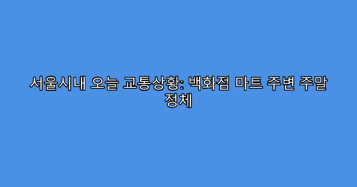 서울시내 오늘 교통상황: 백화점 마트 주변 주말 정체