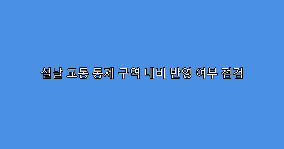 설날 교통 통제 구역 내비 반영 여부 점검