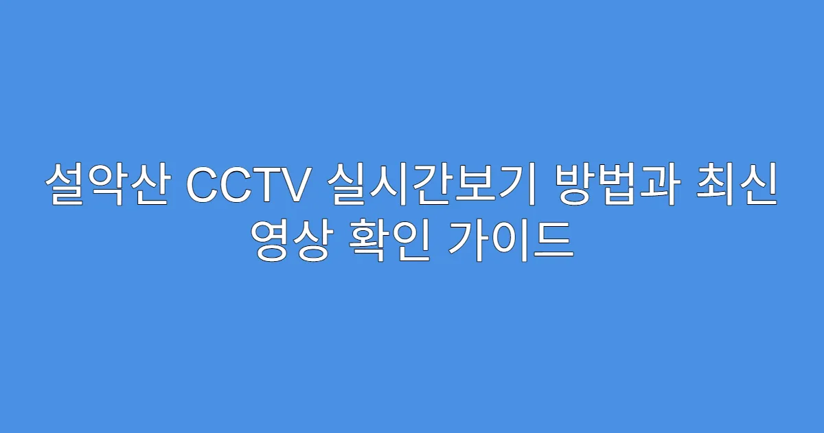 설악산 CCTV 실시간보기 방법과 최신 영상 확인 가이드