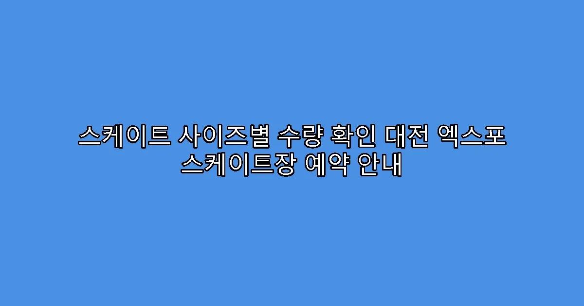 스케이트 사이즈별 수량 확인 대전 엑스포 스케이트장 예약 안내