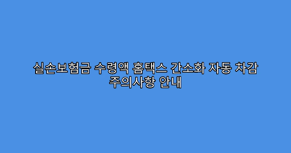 실손보험금 수령액 홈택스 간소화 자동 차감 주의사항 안내