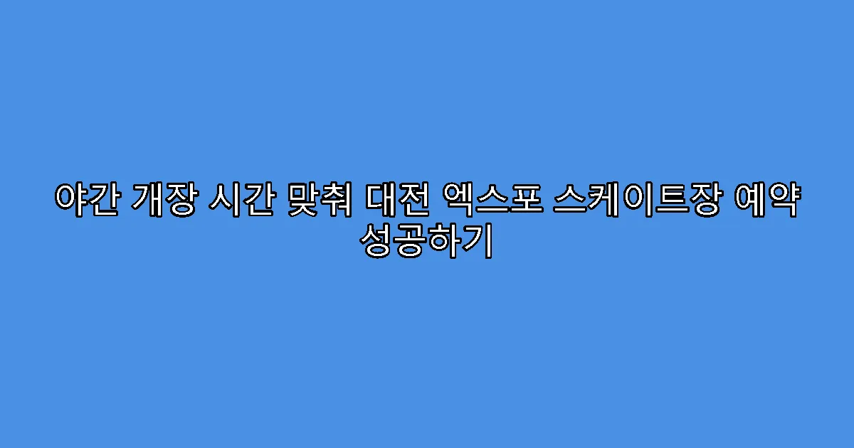 야간 개장 시간 맞춰 대전 엑스포 스케이트장 예약 성공하기