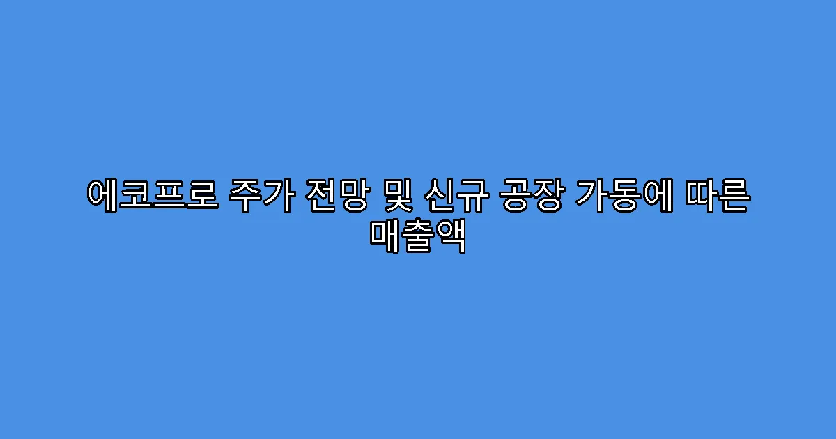 에코프로 주가 전망 및 신규 공장 가동에 따른 매출액