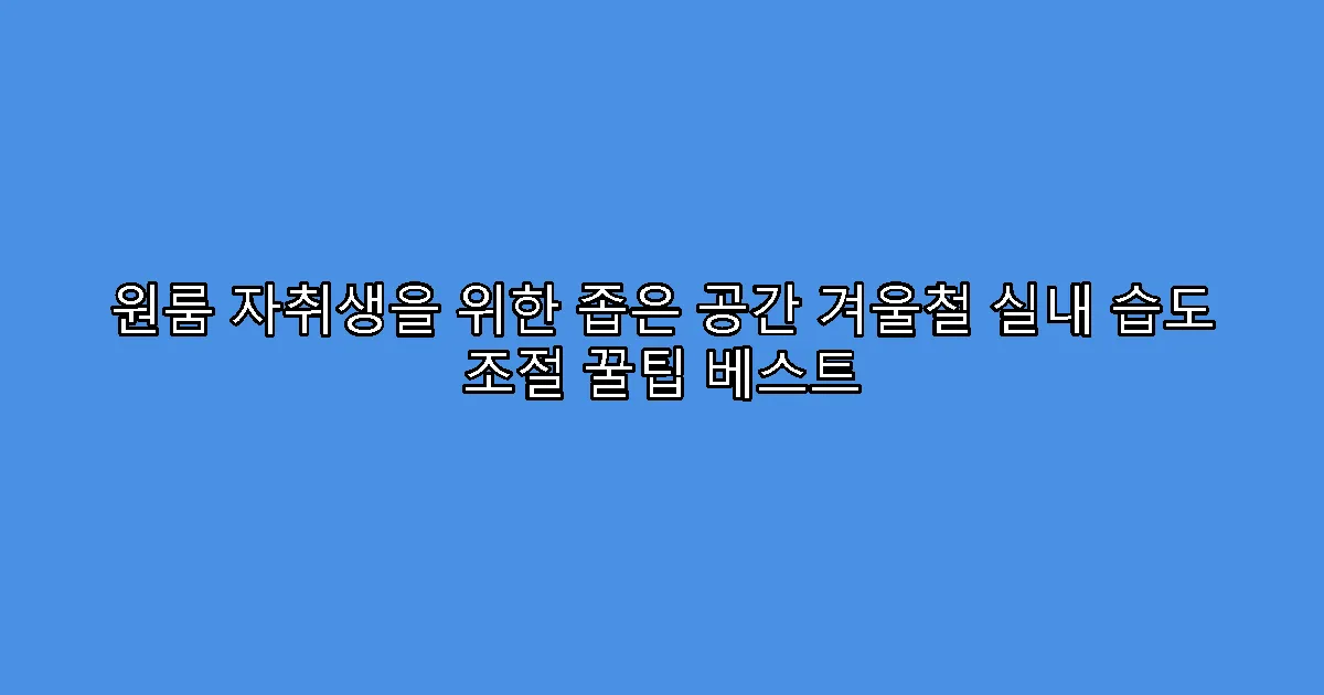원룸 자취생을 위한 좁은 공간 겨울철 실내 습도 조절 꿀팁 베스트
