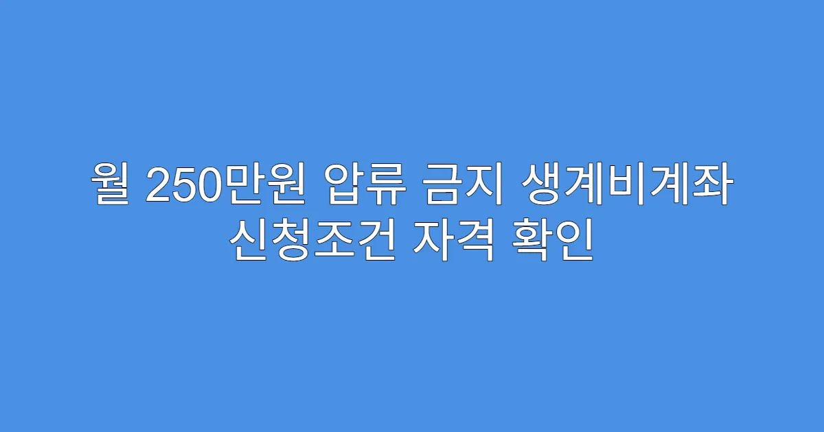 월 250만원 압류 금지 생계비계좌 신청조건 자격 확인