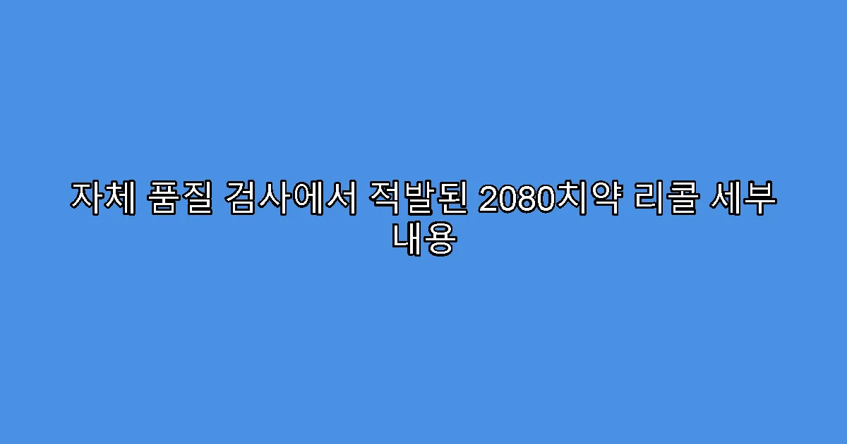 자체 품질 검사에서 적발된 2080치약 리콜 세부 내용