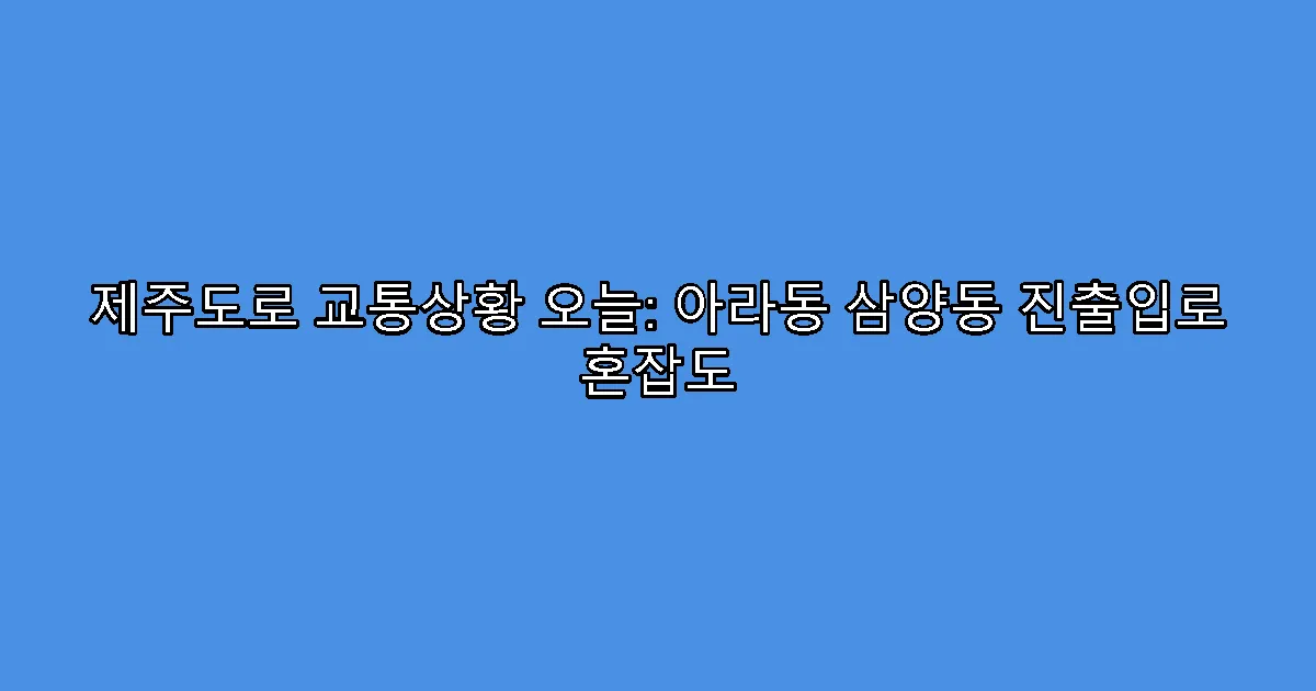 제주도로 교통상황 오늘: 아라동 삼양동 진출입로 혼잡도