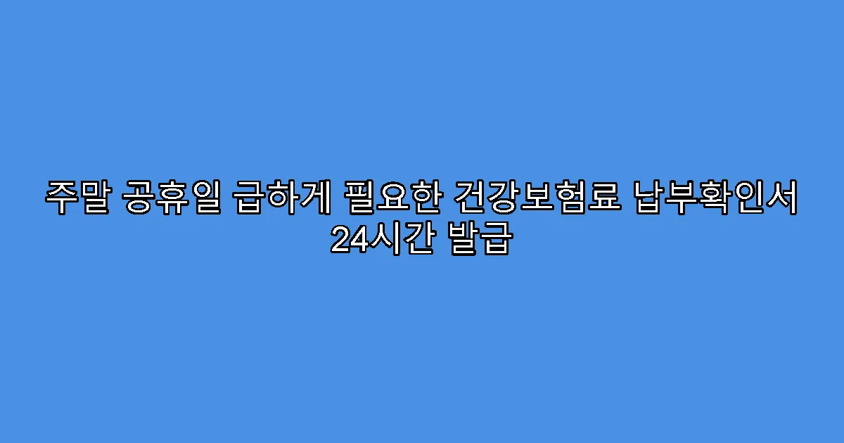 주말 공휴일 급하게 필요한 건강보험료 납부확인서 24시간 발급