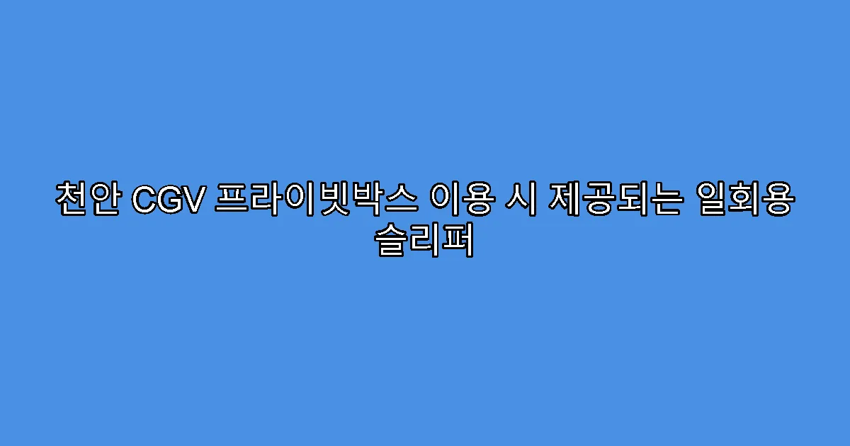 천안 CGV 프라이빗박스 이용 시 제공되는 일회용 슬리퍼