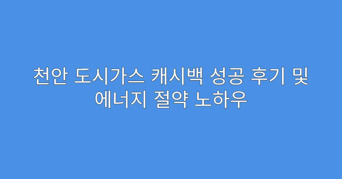 천안 도시가스 캐시백 성공 후기 및 에너지 절약 노하우
