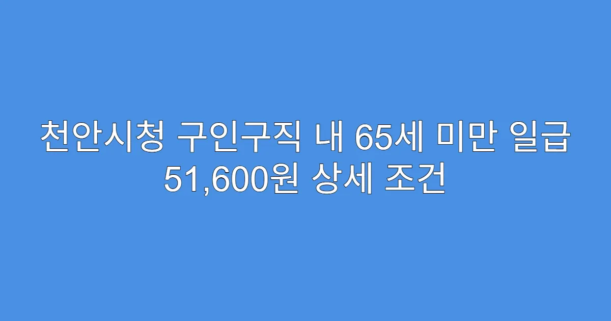 천안시청 구인구직 내 65세 미만 일급 51,600원 상세 조건