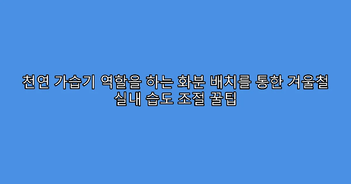 천연 가습기 역할을 하는 화분 배치를 통한 겨울철 실내 습도 조절 꿀팁