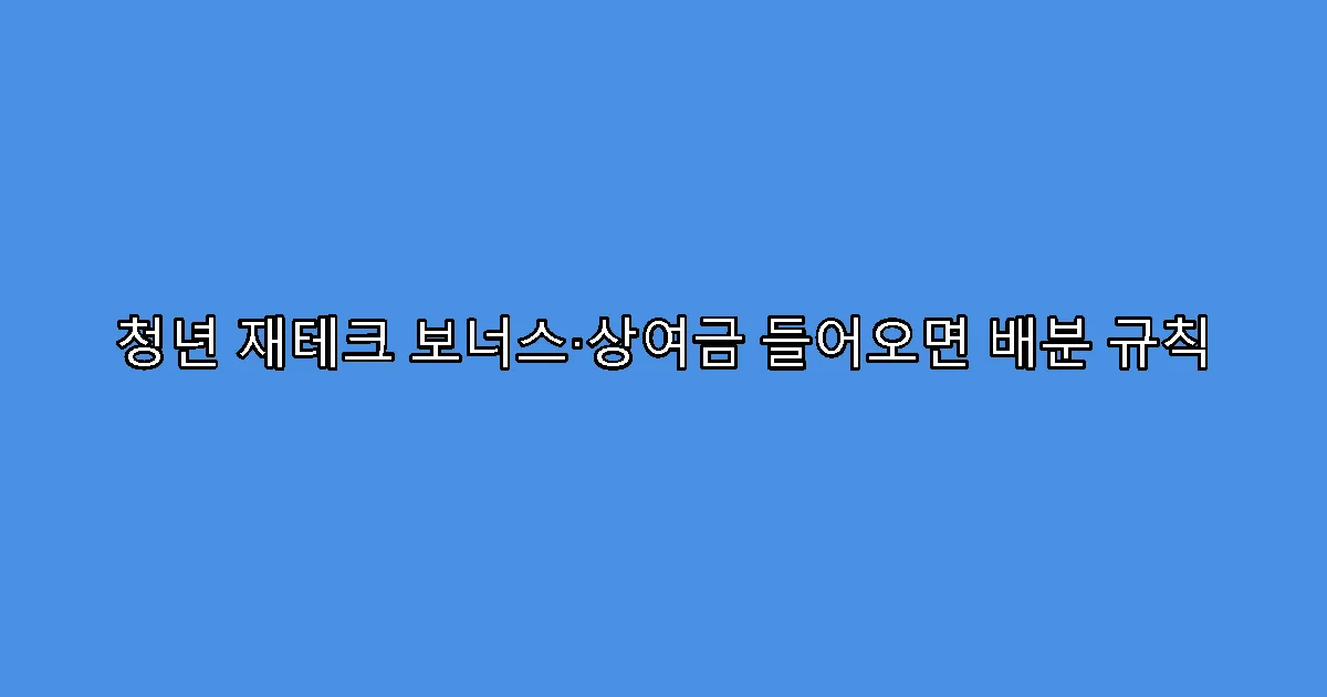 청년 재테크 보너스·상여금 들어오면 배분 규칙