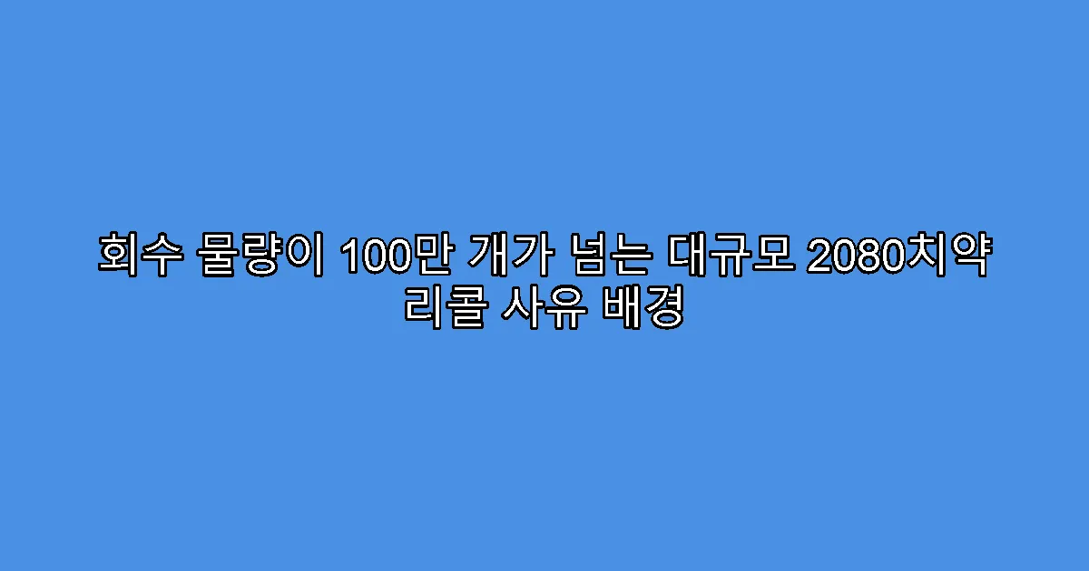 회수 물량이 100만 개가 넘는 대규모 2080치약 리콜 사유 배경