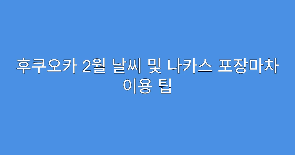 후쿠오카 2월 날씨 및 나카스 포장마차 이용 팁