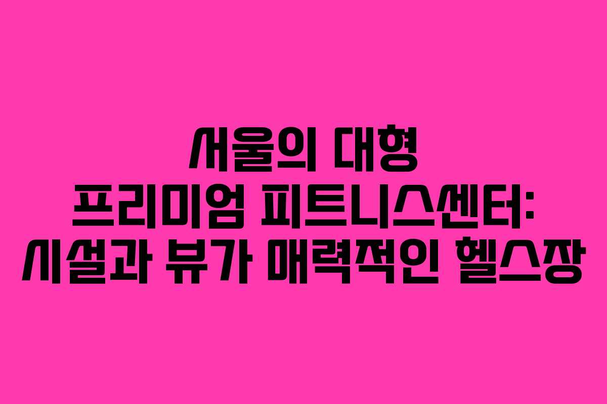 서울의 대형 프리미엄 피트니스센터: 시설과 뷰가 매력적인 헬스장