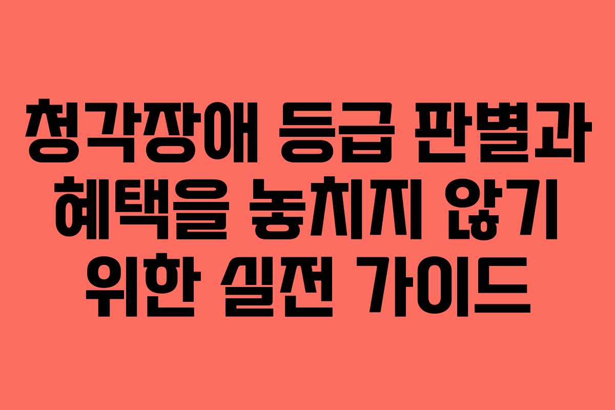 청각장애 등급 판별과 혜택을 놓치지 않기 위한 실전 가이드