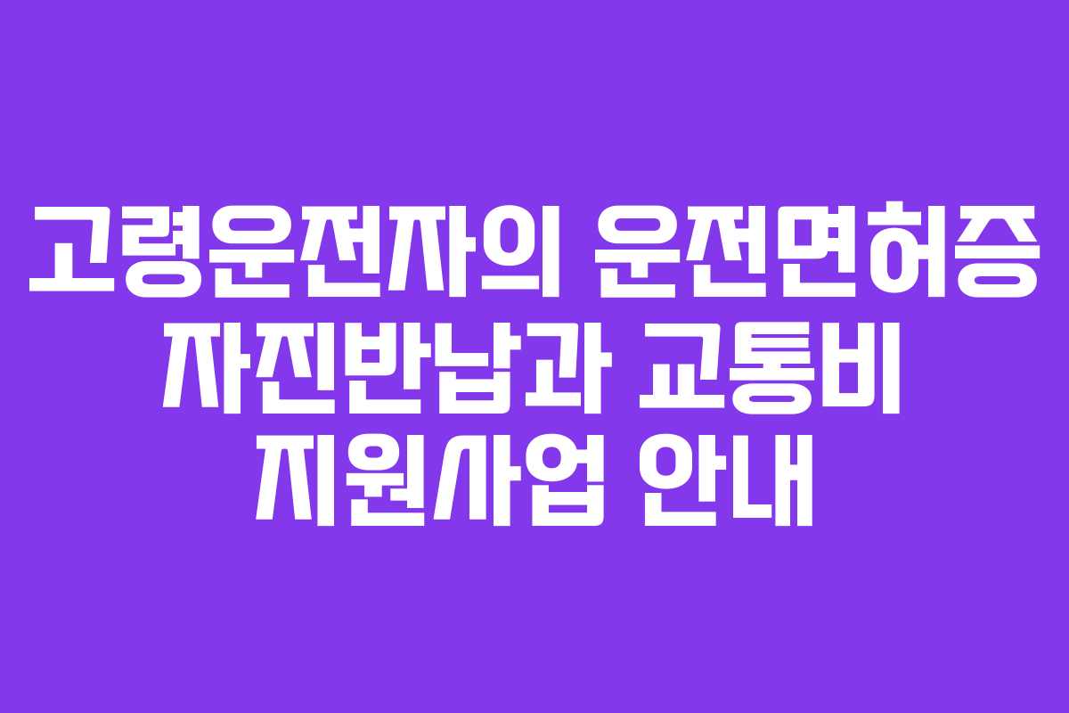 고령운전자의 운전면허증 자진반납과 교통비 지원사업 안내