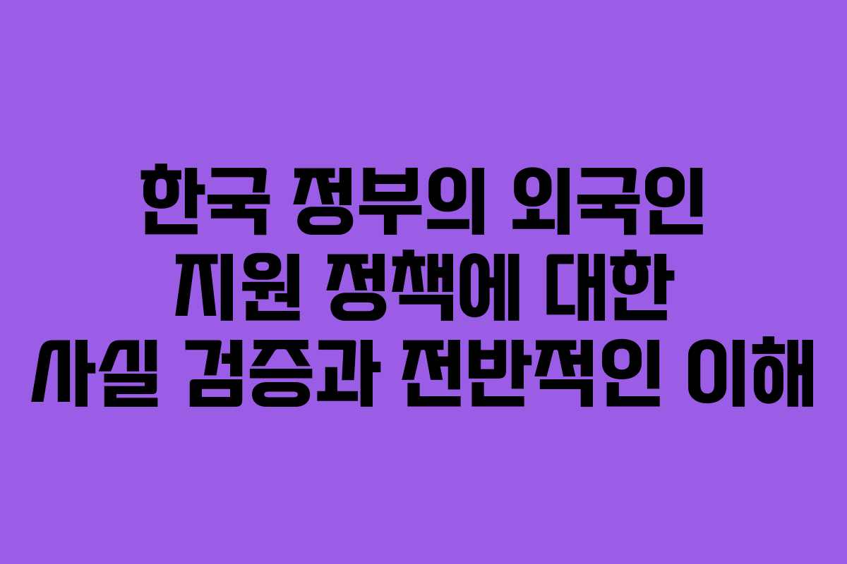 한국 정부의 외국인 지원 정책에 대한 사실 검증과 전반적인 이해