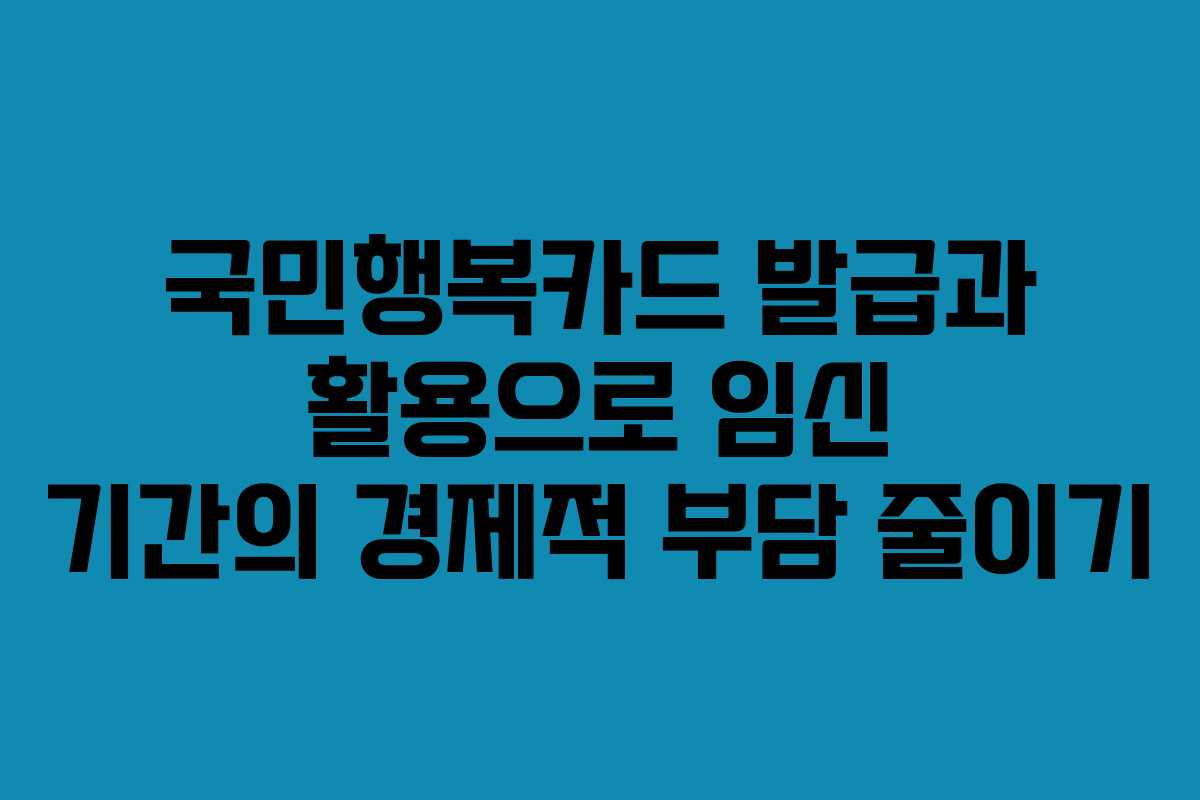 국민행복카드 발급과 활용으로 임신 기간의 경제적 부담 줄이기