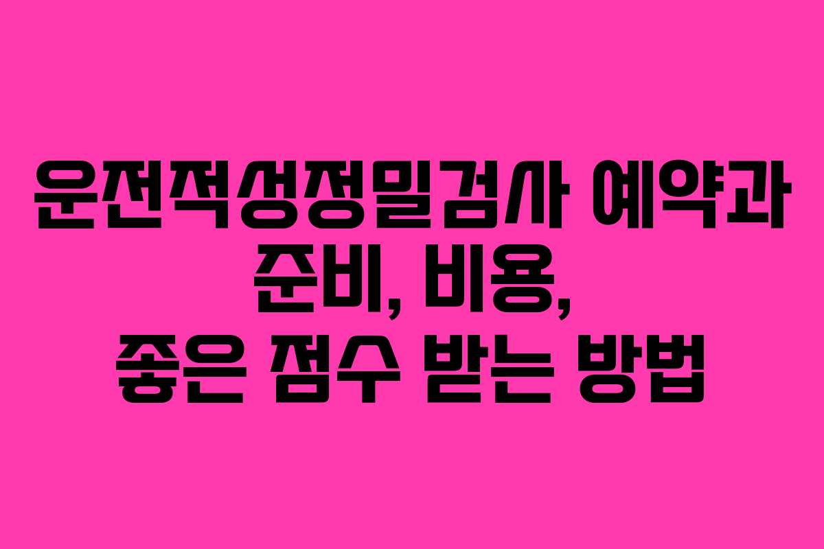 운전적성정밀검사 예약과 준비, 비용, 좋은 점수 받는 방법