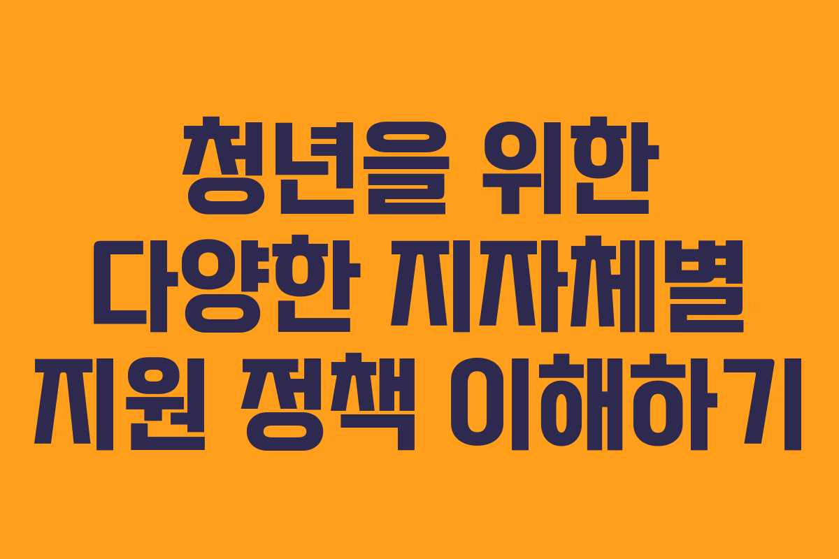 청년을 위한 다양한 지자체별 지원 정책 이해하기