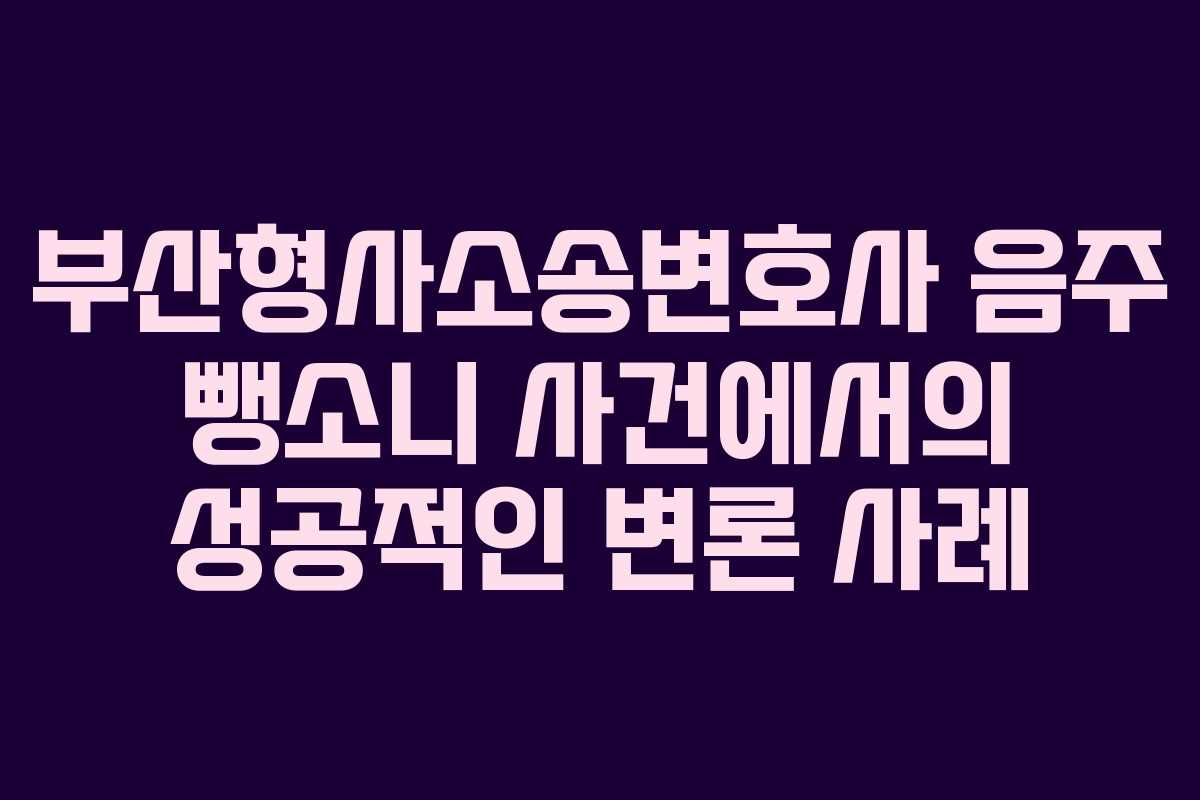 부산형사소송변호사 음주 뺑소니 사건에서의 성공적인 변론 사례