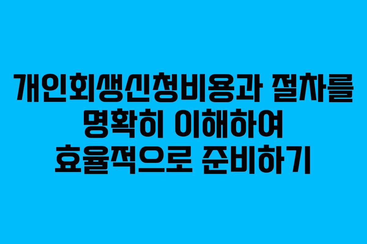 개인회생신청비용과 절차를 명확히 이해하여 효율적으로 준비하기