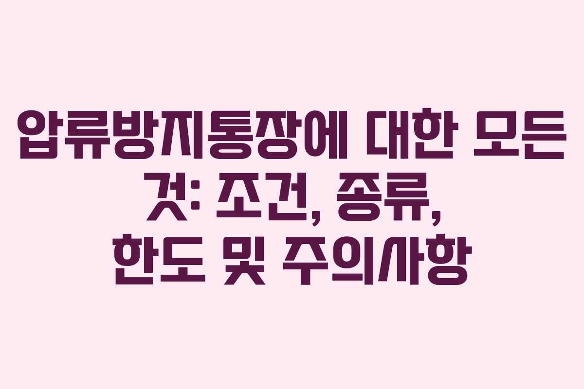 압류방지통장에 대한 모든 것: 조건, 종류, 한도 및 주의사항