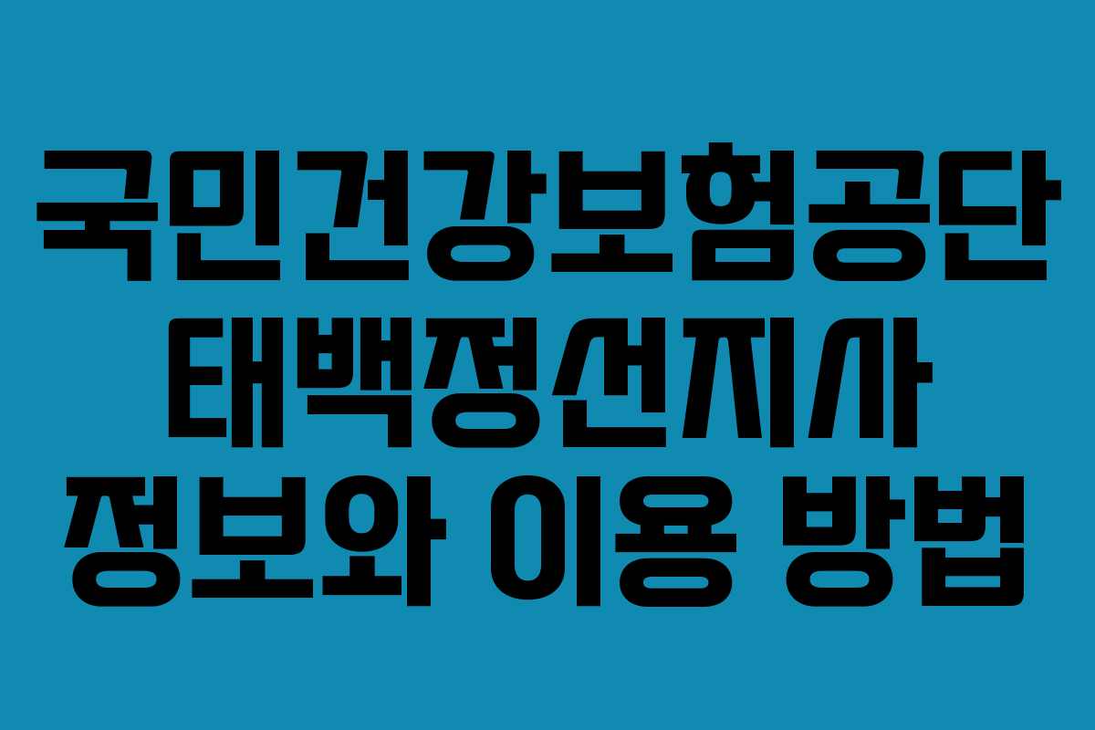 국민건강보험공단 태백정선지사 정보와 이용 방법