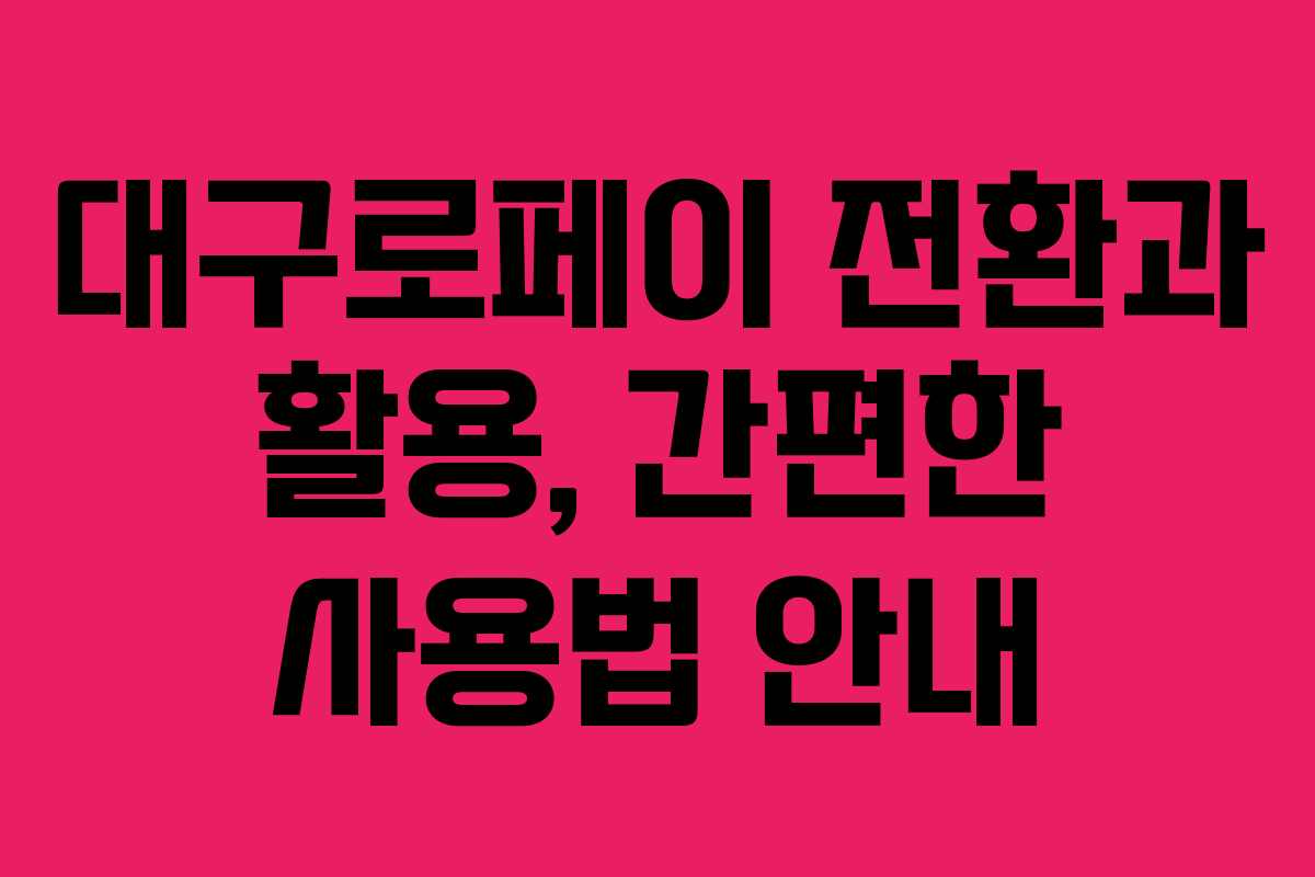 대구로페이 전환과 활용, 간편한 사용법 안내