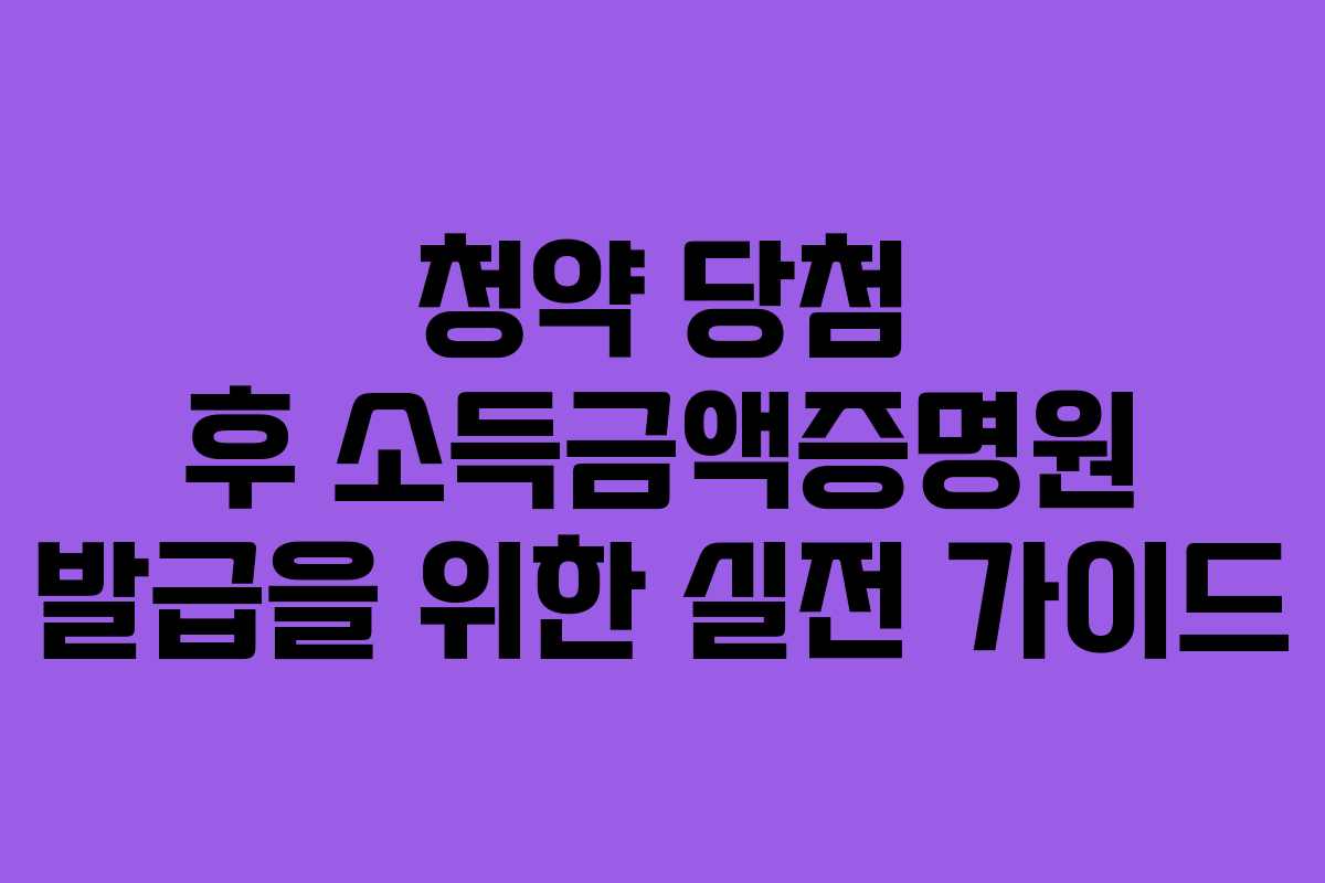 청약 당첨 후 소득금액증명원 발급을 위한 실전 가이드