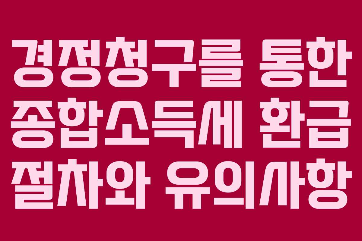 경정청구를 통한 종합소득세 환급 절차와 유의사항