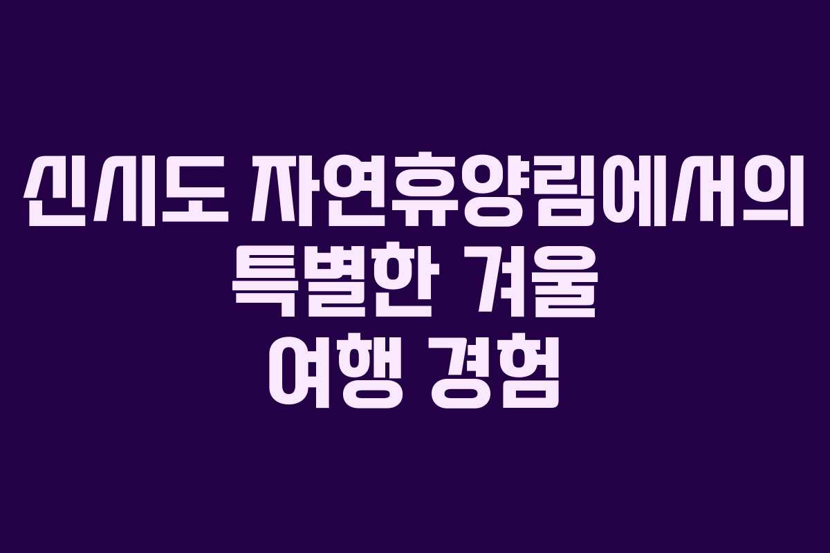신시도 자연휴양림에서의 특별한 겨울 여행 경험
