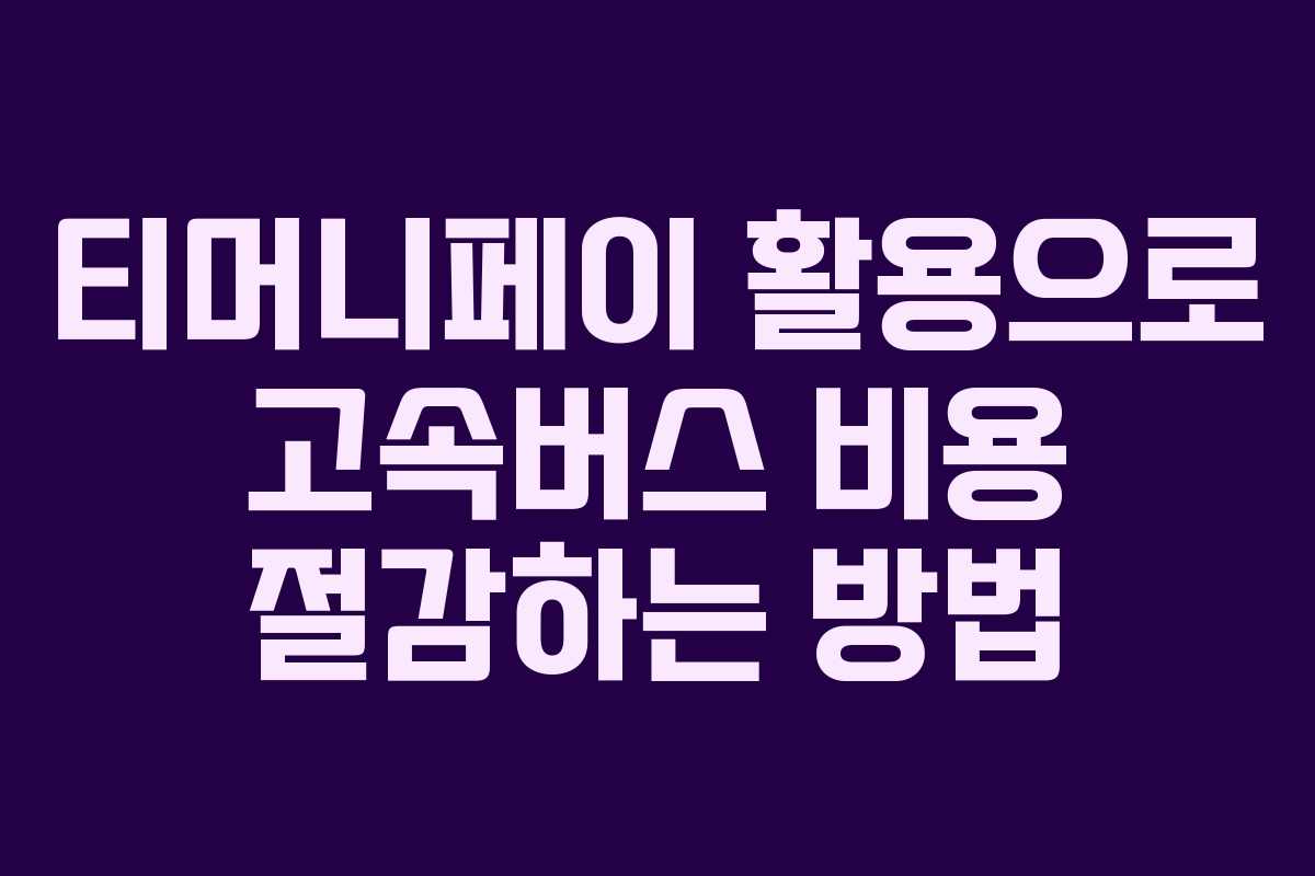 티머니페이 활용으로 고속버스 비용 절감하는 방법